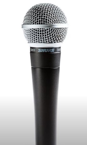 A Shure brand wireless microphone.