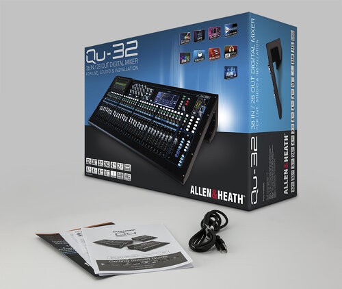 A promotional image from Allen & Heath of their Qu-32 Digital Mixer, one of the best mixers for small churches.